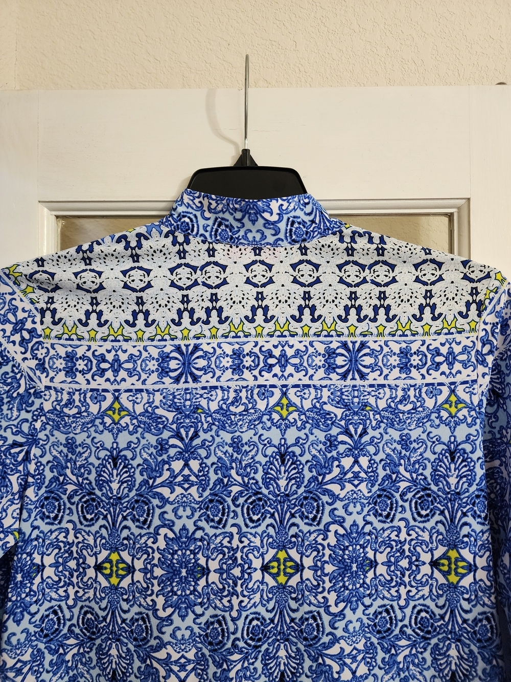 Oscar de la Renta Pink Label Blue Tile Print Caftan Lounge Dress Size Small - Picture 8 of 15